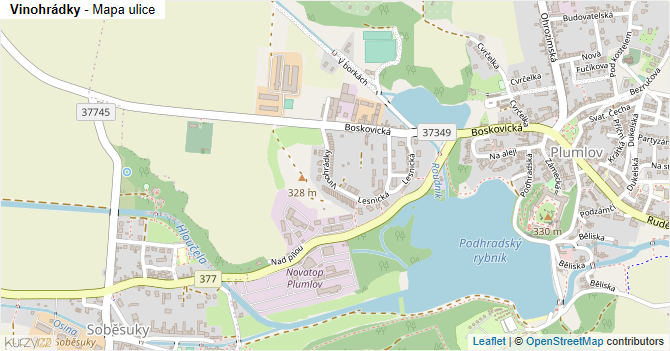 Vinohrádky - mapa ulice