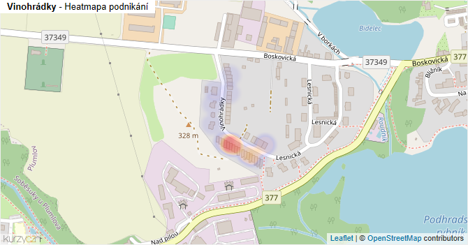 Vinohrádky - mapa podnikání