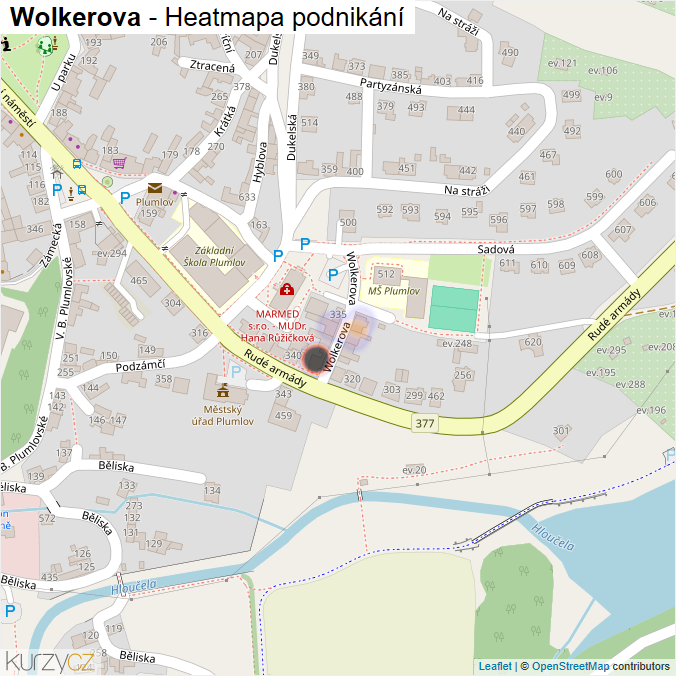 Mapa Wolkerova - Firmy v ulici.