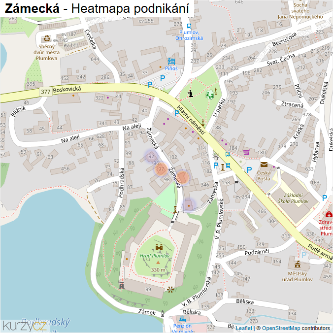 Mapa Zámecká - Firmy v ulici.