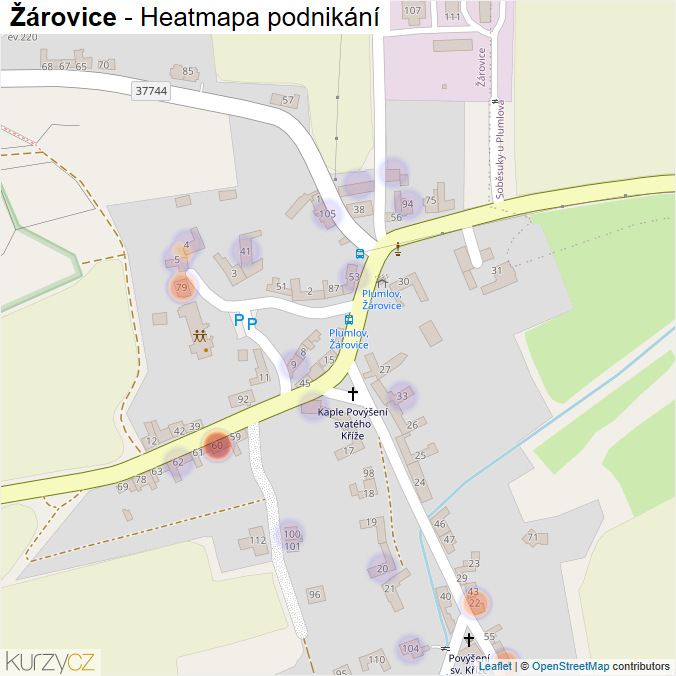 Mapa Žárovice - Firmy v části obce.