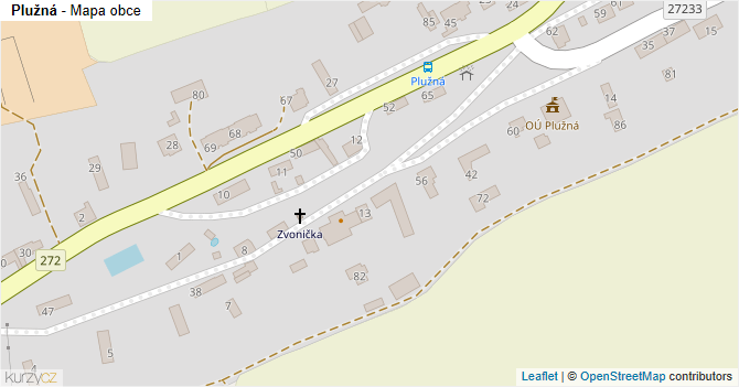 Plužná - mapa obce
