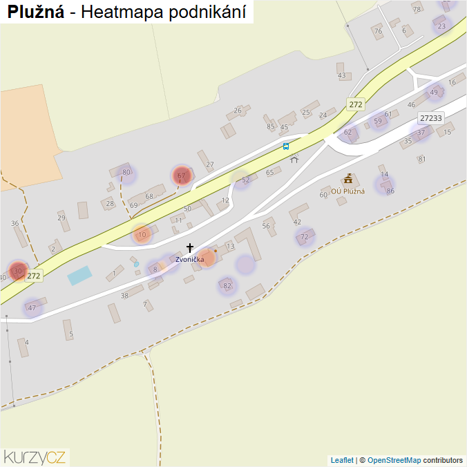 Mapa Plužná - Firmy v části obce.