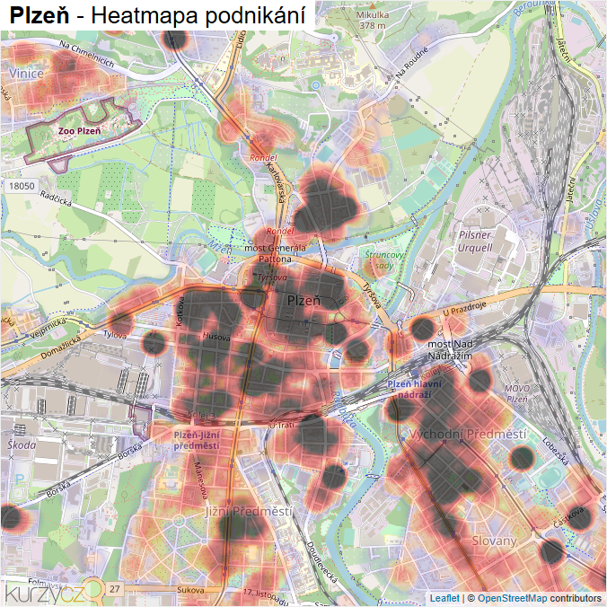 Mapa Plzeň - Firmy v obci.