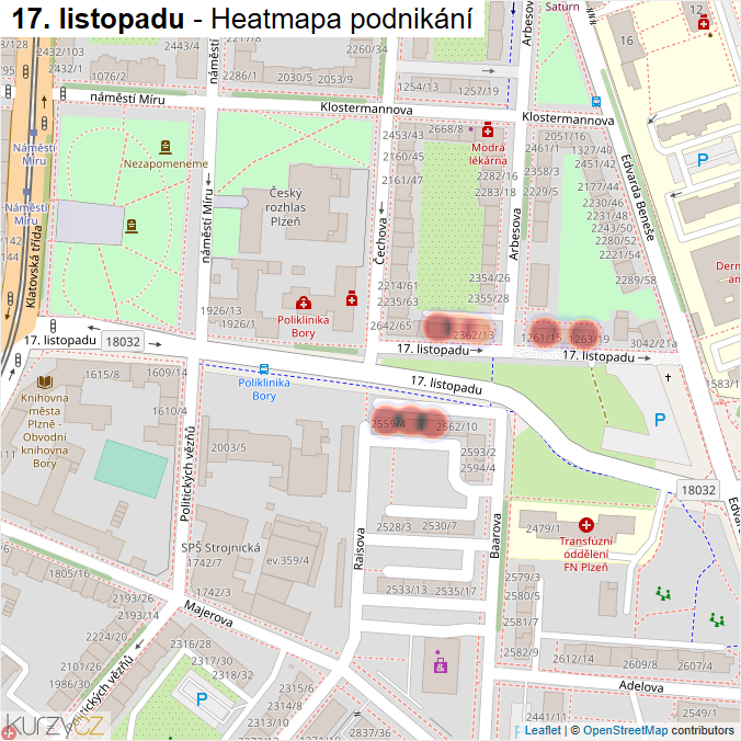 Mapa 17. listopadu - Firmy v ulici.