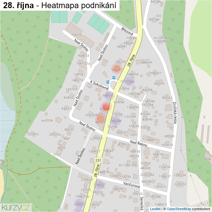 Mapa 28. října - Firmy v ulici.