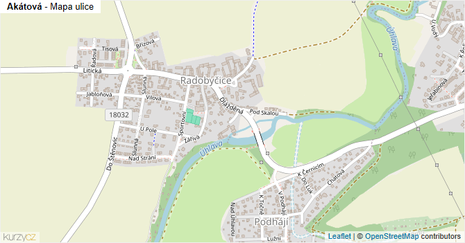 Akátová - mapa ulice