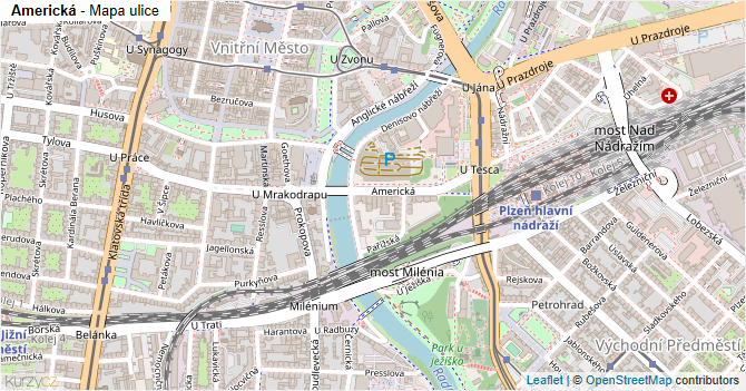 Americká - mapa ulice