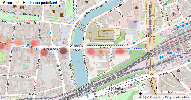 Americká - mapa podnikání