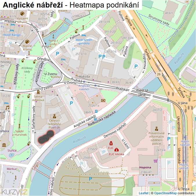 Mapa Anglické nábřeží - Firmy v ulici.