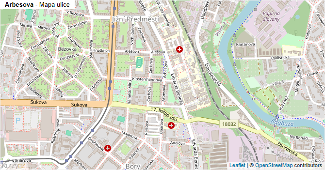 Arbesova - mapa ulice