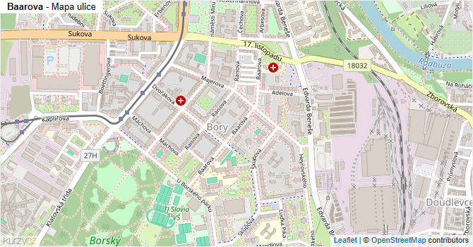Baarova - mapa ulice