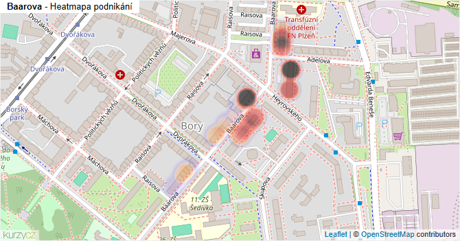 Baarova - mapa podnikání