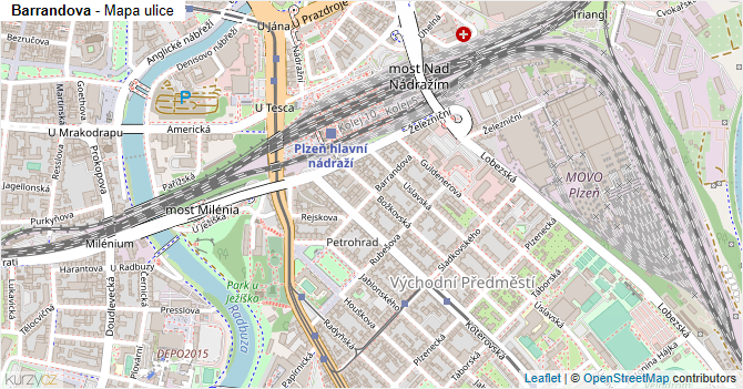 Barrandova - mapa ulice