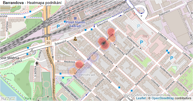 Barrandova - mapa podnikání