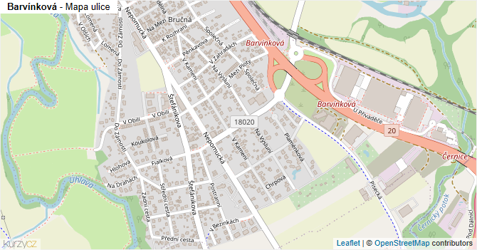Barvínková - mapa ulice