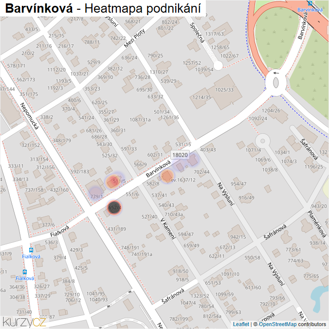 Mapa Barvínková - Firmy v ulici.
