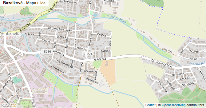 Bazalková - mapa ulice