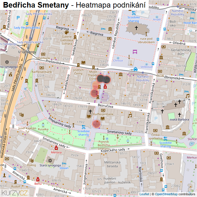 Mapa Bedřicha Smetany - Firmy v ulici.