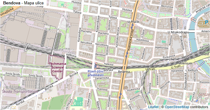 Bendova - mapa ulice