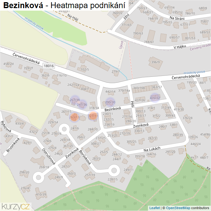 Mapa Bezinková - Firmy v ulici.
