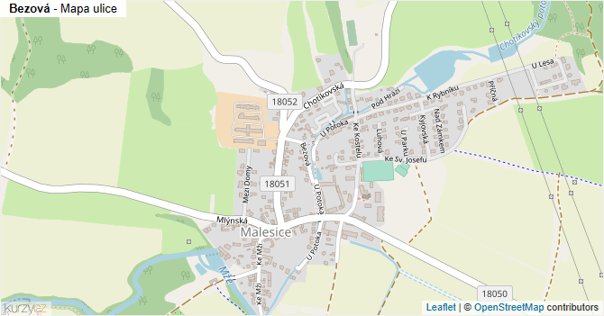Bezová - mapa ulice