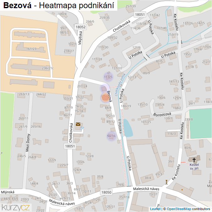 Mapa Bezová - Firmy v ulici.