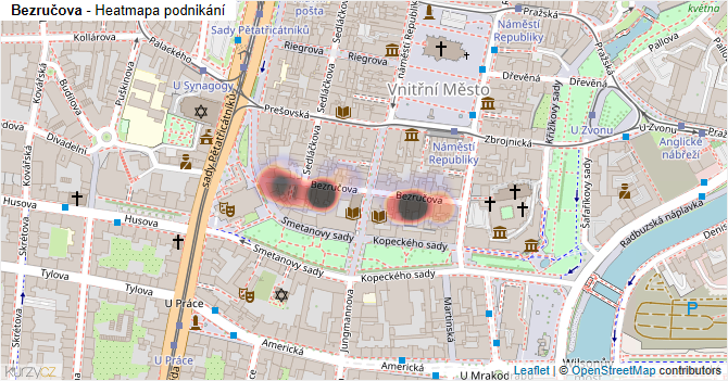Bezručova - mapa podnikání