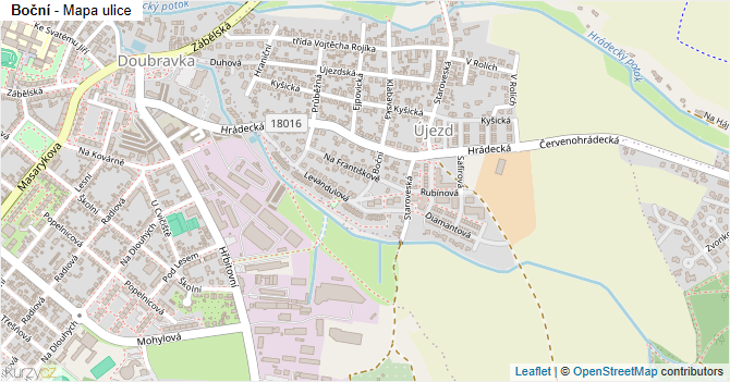 Boční - mapa ulice