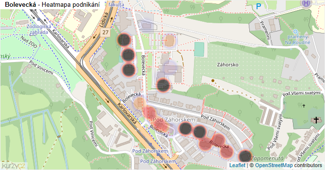 Bolevecká - mapa podnikání