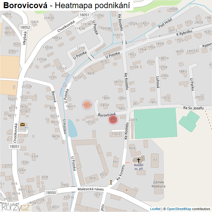 Mapa Borovicová - Firmy v ulici.