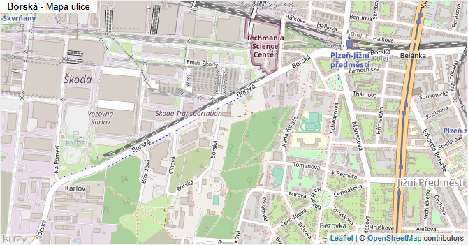 Borská - mapa ulice