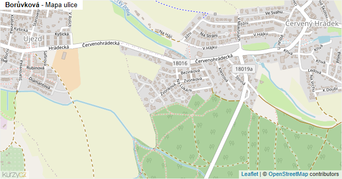 Borůvková - mapa ulice