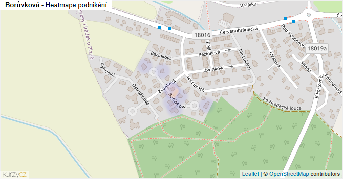 Borůvková - mapa podnikání