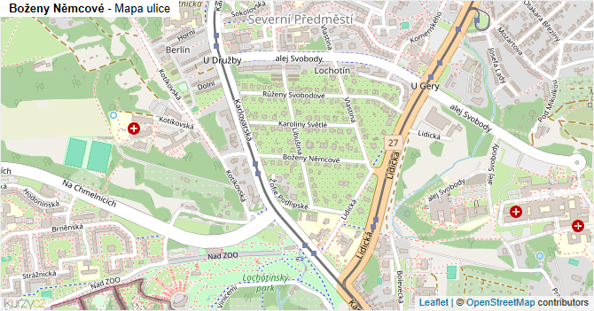 Boženy Němcové - mapa ulice