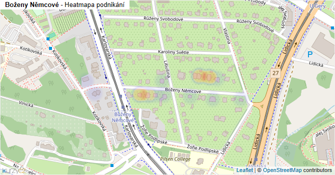 Boženy Němcové - mapa podnikání