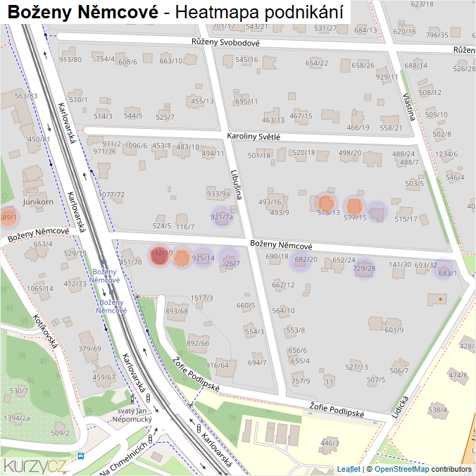 Mapa Boženy Němcové - Firmy v ulici.