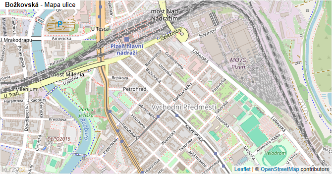Božkovská - mapa ulice
