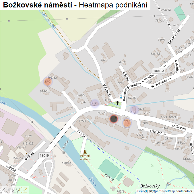 Mapa Božkovské náměstí - Firmy v ulici.