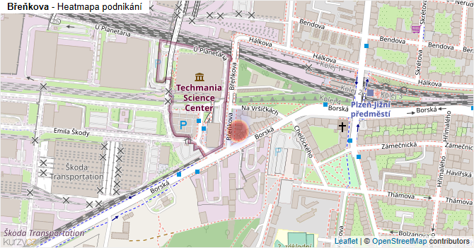 Břeňkova - mapa podnikání