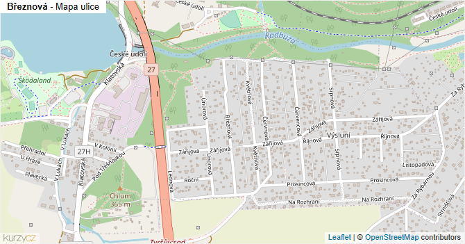 Březnová - mapa ulice