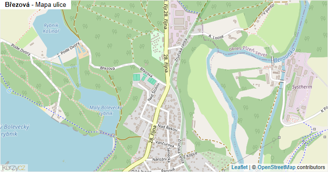 Březová - mapa ulice