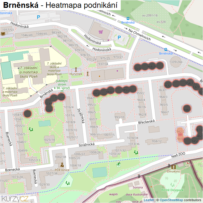 Mapa Brněnská - Firmy v ulici.
