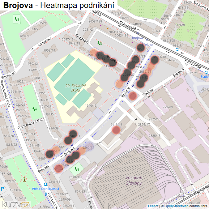 Mapa Brojova - Firmy v ulici.