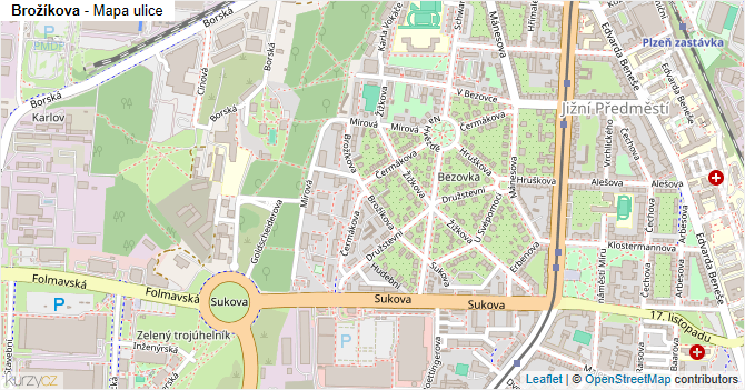 Brožíkova - mapa ulice