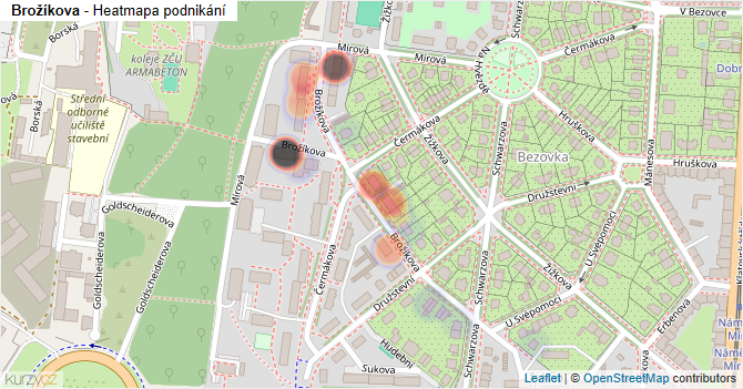 Brožíkova - mapa podnikání