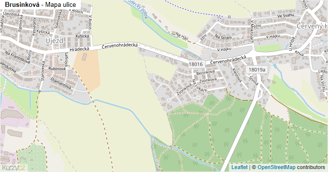 Brusinková - mapa ulice