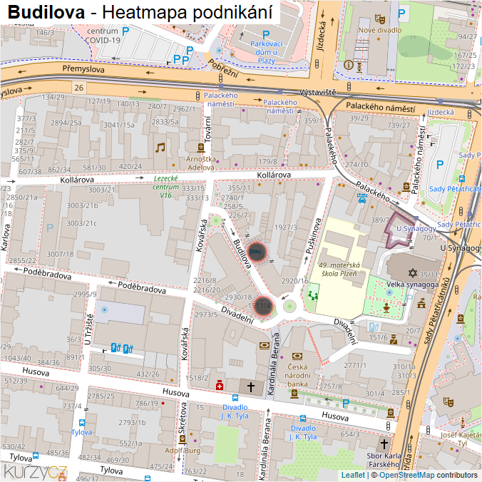 Mapa Budilova - Firmy v ulici.