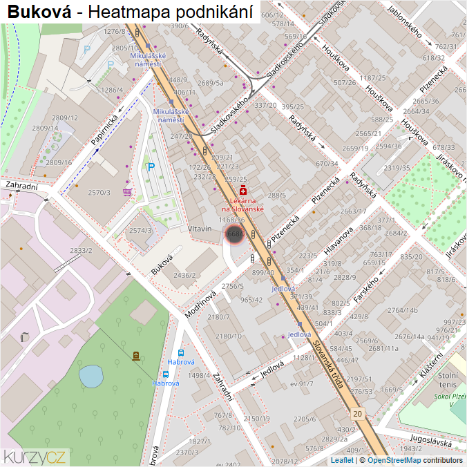 Mapa Buková - Firmy v ulici.
