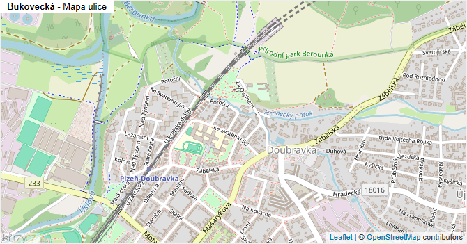 Bukovecká - mapa ulice